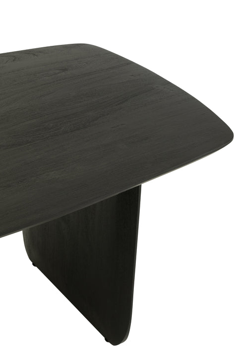 Close-up van het acaciahouten tafelblad van de J-Line eettafel Acacia in zwart.