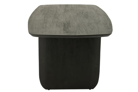 Zwarte J-Line eettafel Acacia, zijaanzicht met massief acaciahout.