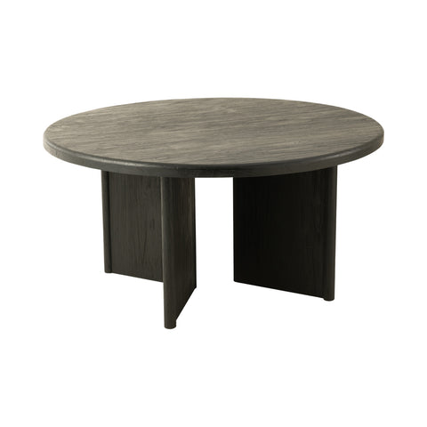 Ronde J-Line eettafel Negro van zwart gerecycleerd hout, volledig vooraanzicht