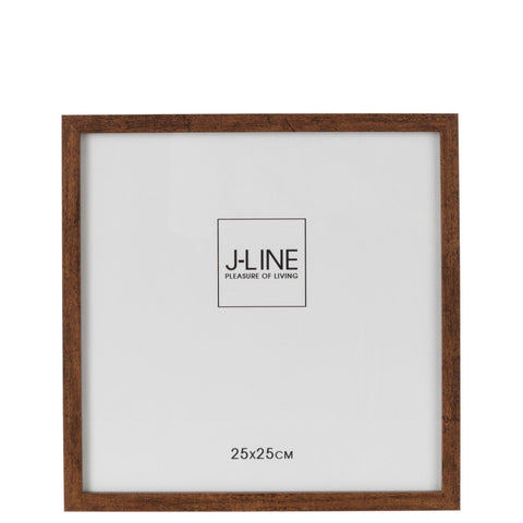 J-Line fotokader Basic Wood 25x25 met bruine houten uitstraling aan de voorzijde.