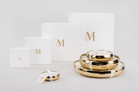 Set J-Line geurkaarsen Livia Gold in verschillende formaten met witte cadeauverpakkingen