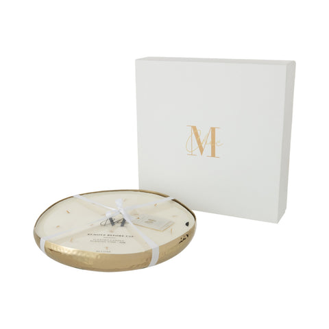 J-Line geurkaars Livia Gold extra large met luxe witte geschenkdoos en lint.