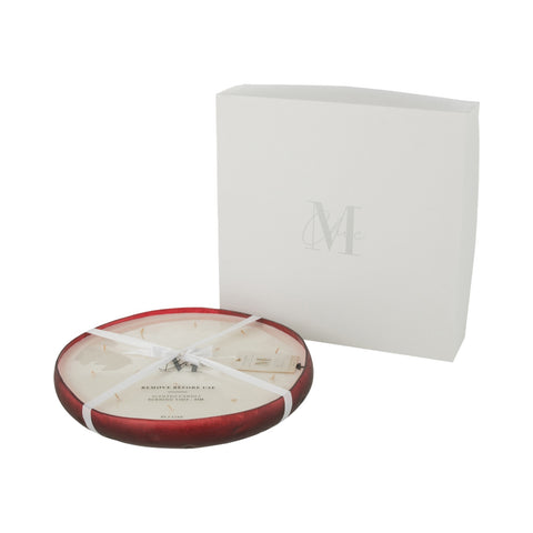 J-Line geurkaars Livia Red Extra Large met witte cadeaudoos en lint.