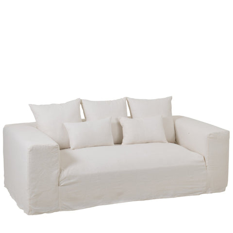 J-Line Monaco zetel volledig bekleed met witte linnen hoes in Mashmallow White.