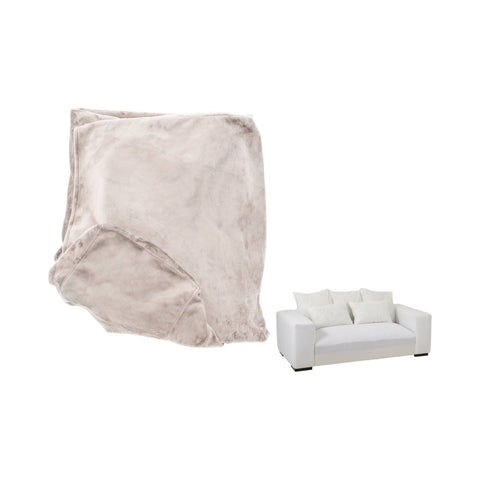 Opgeplooide J-Line hoes voor Monaco zetel en vijf kussens in beige velvet.