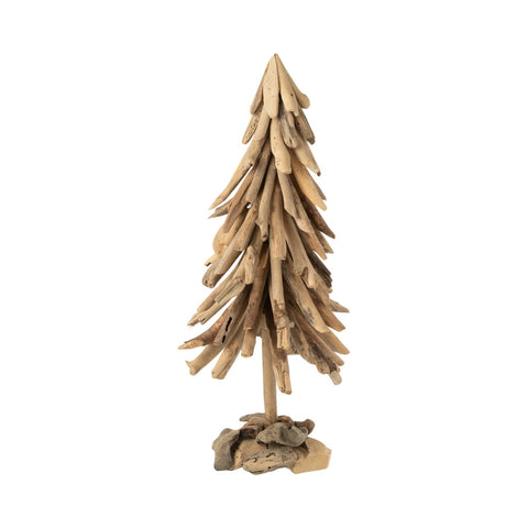 Kerstboom van drijfhout in beige tint in vooraanzicht, J-Line formaat large.