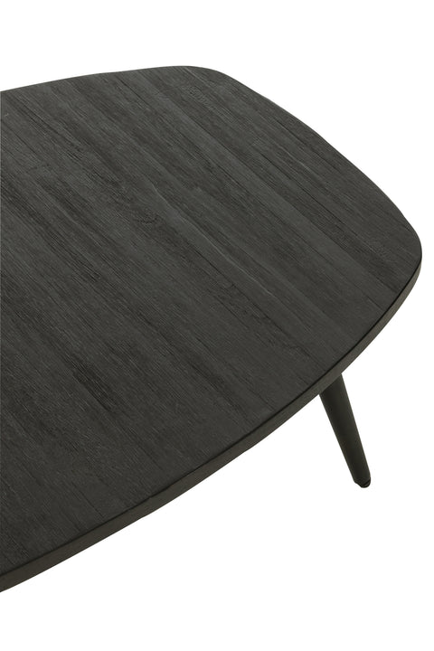 Detail van het gerecycleerde zwarte houten blad van de J-Line koffietafel Rectangular.