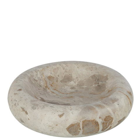 J-Line kom Marble Beige small, ronde marmeren kom van 25 cm, vooraanzicht