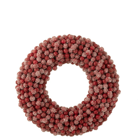 Kleine rode bessenkrans van J-Line, vooraanzicht met glanzende bessen.
