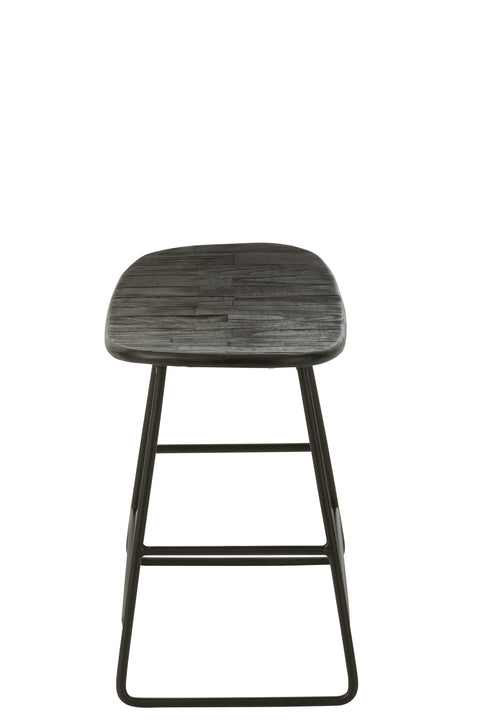 Detail van het gerecycleerd houten zitvlak van J-Line krukje Rectangular