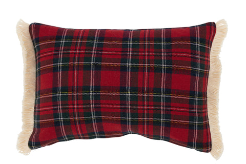 Achterzijde van het J-Line kussen Bonheur met klassiek ruitmotief.