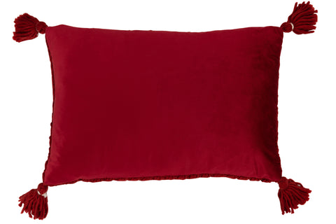 Achterzijde van het J-Line kussen Croché Red in effen rood.