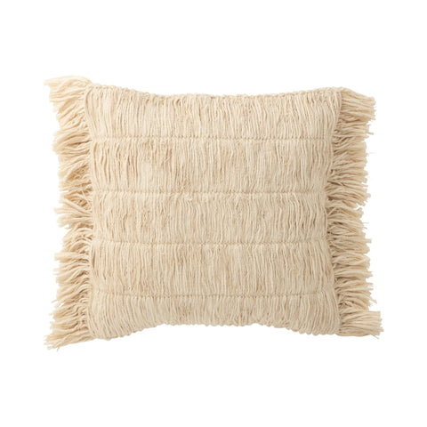 J-Line Kussen Fringes beige met franjesstructuur