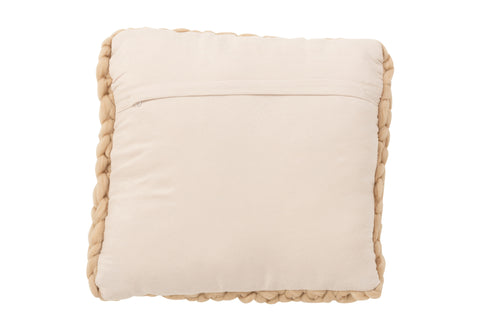 J-Line Kussen Knitted Crema – beige sierkussen met effen achterzijde