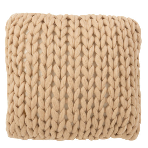 J-Line Kussen Knitted Crema – beige sierkussen met gebreide voorkant