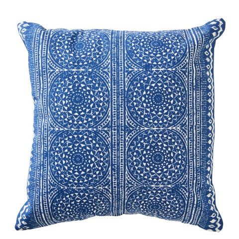 J-Line kussen Mosaic blauw wit met geometrische print
