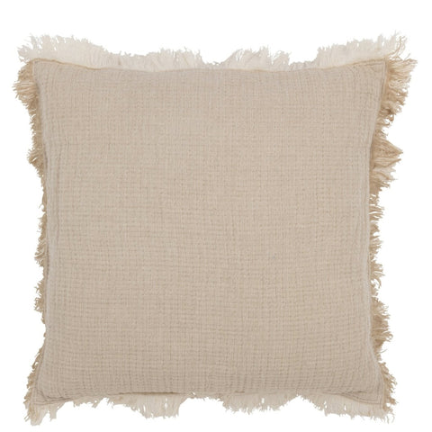 J-Line Muslin sierkussen in donkerbeige, vooraanzicht
