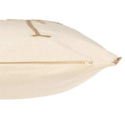 J-Line kussen Palm Trees beige zijkant met decoratieve rand