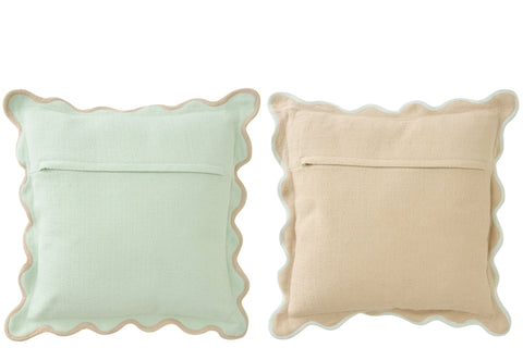 J-Line kussens Scalloped lichtblauw beige set achterzijde