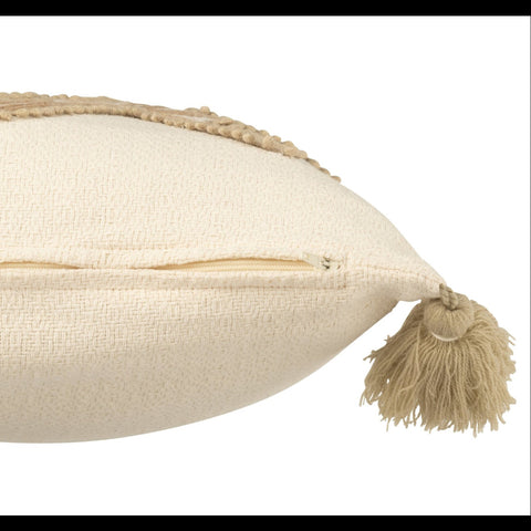 J-Line Sea Star kussen beige zijkant met franjes