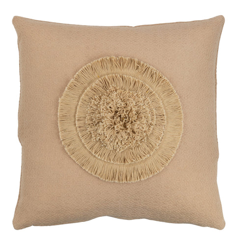 Vooraanzicht van J-Line Kussen 'Sun' in beige polyester – decoratief sierkussen 40x40 cm