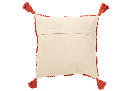 Achterzijde van het J-Line Tufted Brick Red sierkussen in effen beige