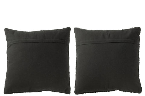 Achterzijde van J-Line kussens Weaving Black, effen zwarte katoenen stof.
