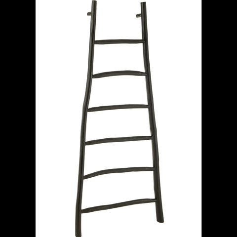 Zijaanzicht van de zwarte decoratieve ladder van J-Line in teakhout