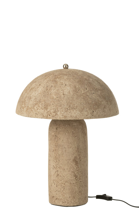 J-Line lamp Mushroom in beige papier-maché, paddenstoelvormige tafellamp