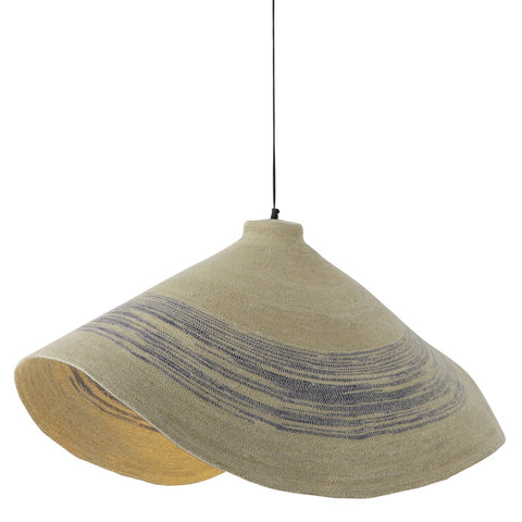 J-Line hanglamp Striped Seagrass van naturel zeegras met blauwe strepen