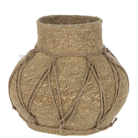 J-Line Mand Seagrass van zeegras en riet in naturel kleur