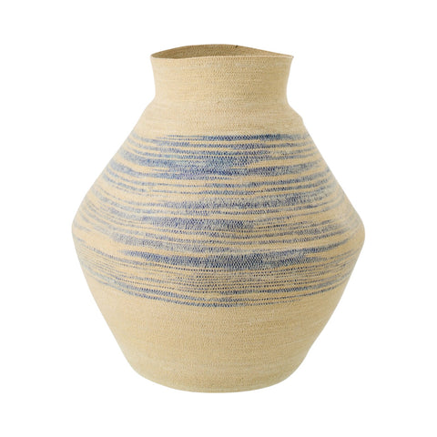 Grote J-Line mand van naturel zeegras met blauwe strepen