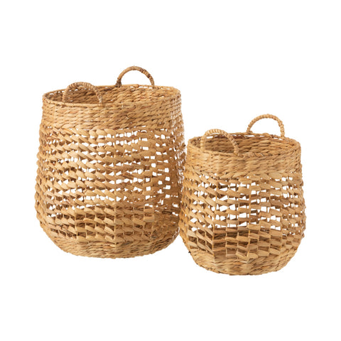 J-Line Mand Water Hyacinth set van 2 manden in naturel
