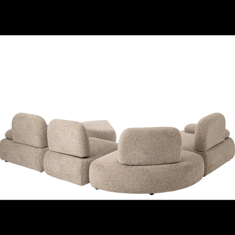 Achterzijde van de J-Line Olivia 5-delige modulaire zetel in bruin en ecru.