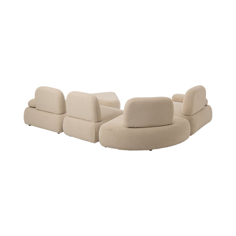 Achterzijde van de J-Line Olivia 5-delige modulaire zetel in ecru.