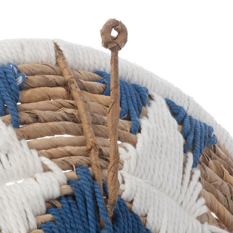 Detail van de ophangbevestiging aan de achterzijde van de J-Line Banana Twig Dark Blue muurdecoratie.