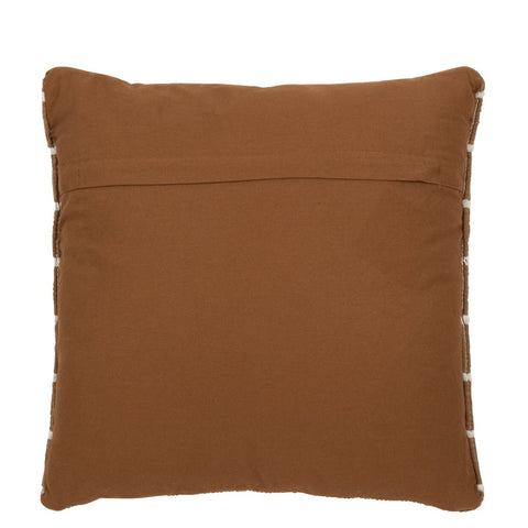 Achterzijde van het J-Line Outdoor Kussen Lines in effen donkerbruine polyester stof.