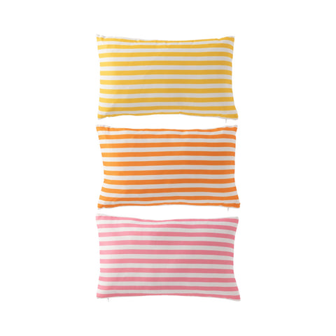 J-Line Outdoor Kussen Striped Multicolor set van 3 met geel oranje en roze
