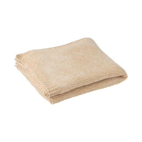 J-Line Plaid Chenille Beige – opgeplooide zachte plaid in beige polyester