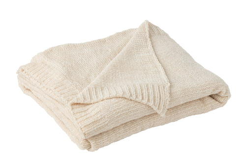 J-Line Plaid Chenille Ecru – zachte ecru plaid half opengegooid