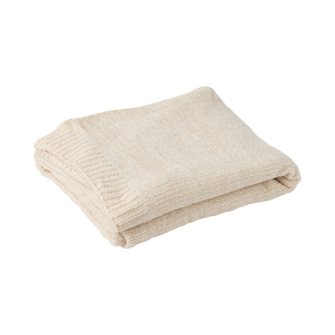 J-Line Plaid Chenille Ecru – zachte ecru polyester plaid opgeplooid