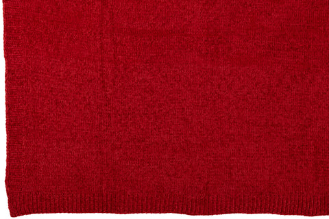 Volledig opengeplooid rood chenille J-Line plaid.