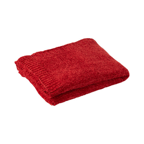 Opgeplooid rood chenille J-Line plaid Chenille Red