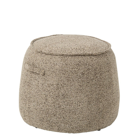 J-Line Alex poef in bruin en beige met zachte, afgeronde vorm