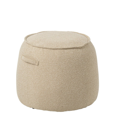 J-Line Alex poef in ecru met zachte beige bekleding.