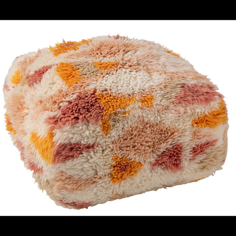 Bovenzijde van J-Line poef Geometric met multicolor weefstructuur