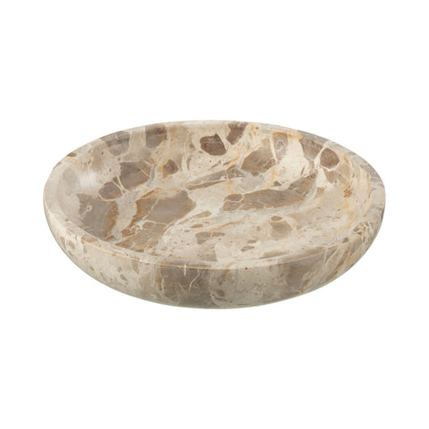 J-Line schaal Marble Beige van marmer, ronde schaal van 35 cm, vooraanzicht.