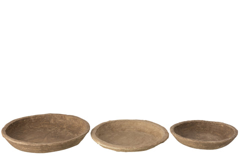 J-Line papier-maché schalen, set van drie in verschillende formaten.