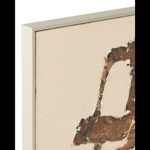 J-Line Schilderij Vot met abstract kunstwerk in warme bruine en beige tinten.