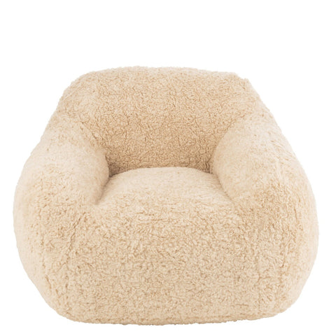 Voorzijde van de beige J-Line Shearl Small zetel